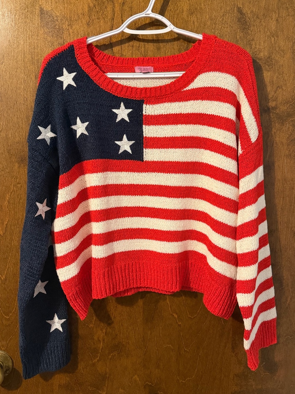 mi ami Red, White & Navy American Flag Knit Sweater